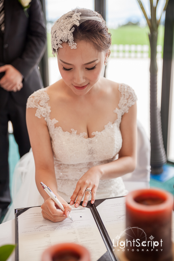 Bride put a signature